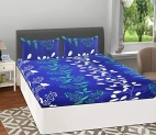 Just Muralidhar & Sons Glace Cotton Check Printed Double Bedsheet With Two Pillow Cover For Bedroom, Home, Kids Bedsheet (90 X 90 Inch, Mulit Design 1)