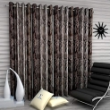 Fashion String 4 Piece Abstract Tree Eyelet Polyester Window Curtains – 5 Feet, Brown