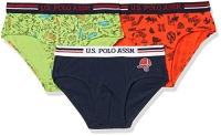 U.S. Polo Assn. Boys Mid-Waist Solid+Print Cotton Spandex Briefs Pack Of 3 (Ikbb-As1-P3_Navy/Lime/Orange_Xl)