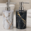 Haristar Liquid Soap Dispenser/Shampoo/Bottle Set With Pump For Handwash In Bathroom, Kitchen Sink Chrome Finish Top(Pack Of 2) (Italyan Black White)
