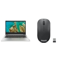 Lenovo Ideapad 3 Chromebook Intel Celeron N4020 14” Fhd Laptop (4Gb/64Gb Emmc/Chrome Os/Upto 10Hr Battery/2W Hd Speaker/Platinum Grey/1.4Kg), 82C1002Eha + 1K Dpi Wireless Mouse