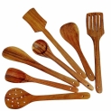 Twizzle Natural Wooden Spoons Set And Spatula For Cooking, Sleek, Sold And Non-Stick Cookware For Nonstick Cookware Kitchen Utensils And Cooking Spoon Set Of 7-35.56 Cm