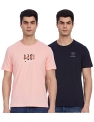 Cazibe Men’S Printed Regular Fit T-Shirt (Cz11105-Navy/Peach-L)(Pack Of 2)